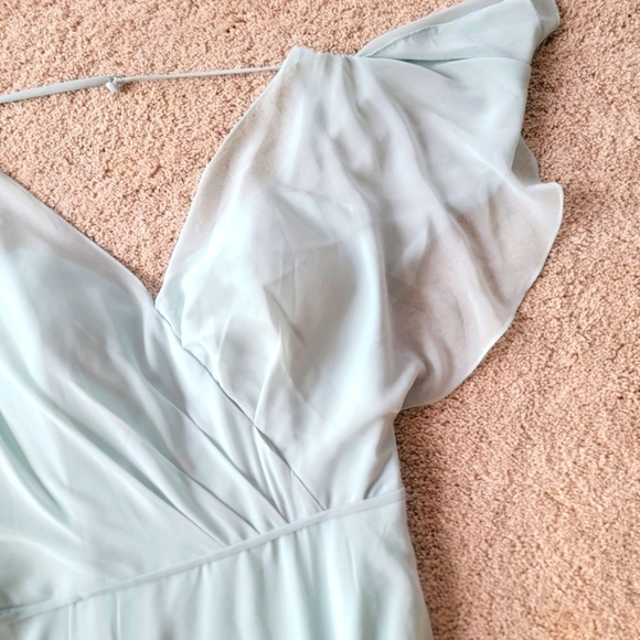 NWT Morilee Chiffon Bridesmaid Dress with Flutter Sleeve and Front Slit 8 - Picture 3 of 10